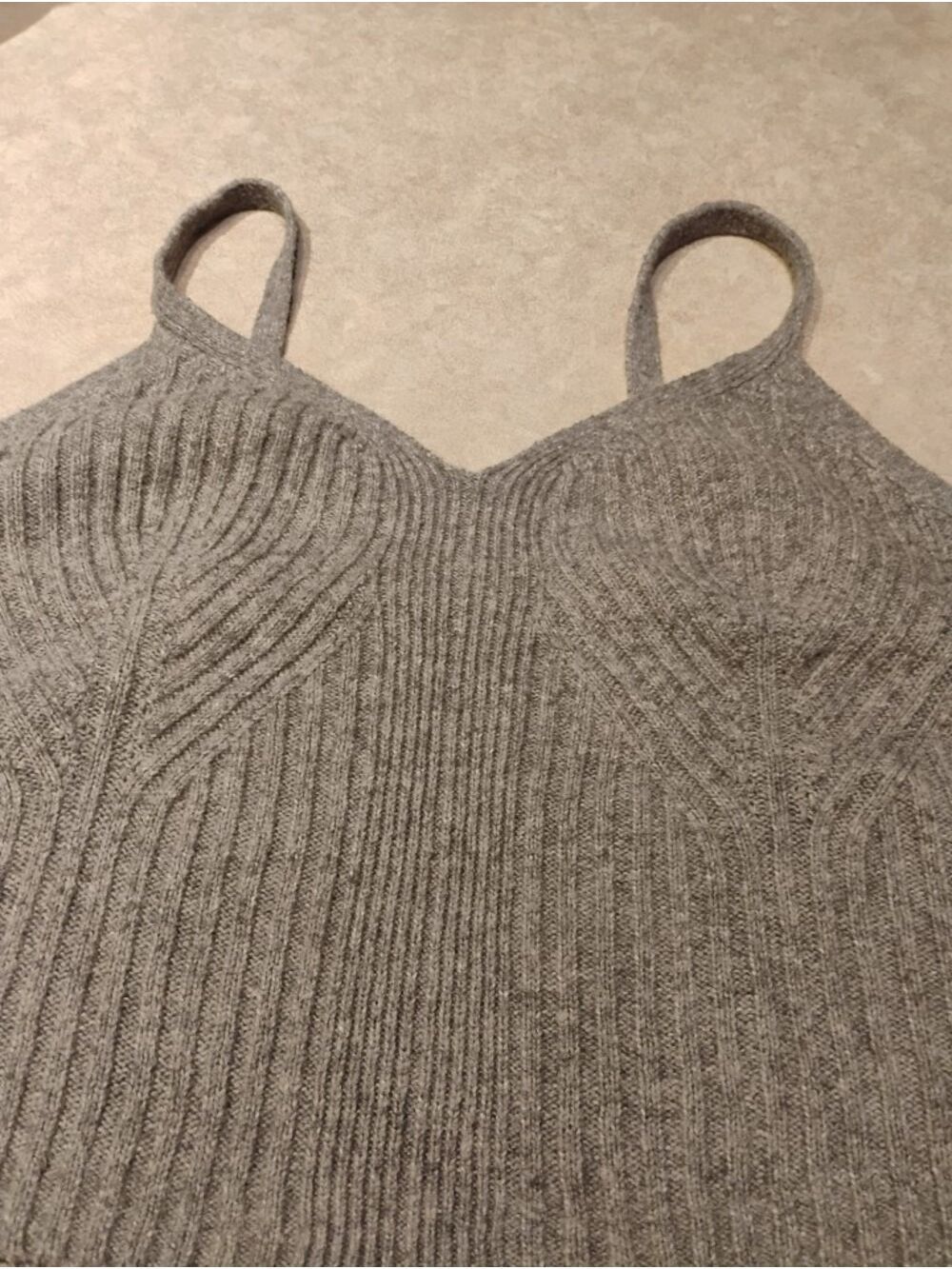 New!! Auden Grey Ribbed Knit Camisole Tank Top Sleepwear - Picture 4 of 5
